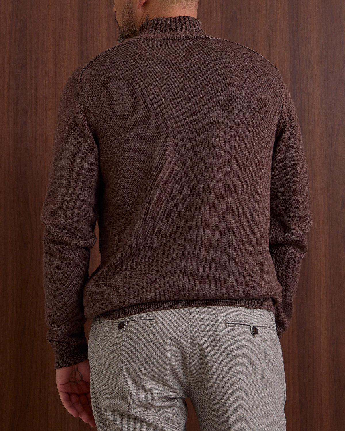 Brown Calm Structured High Neck Sweater