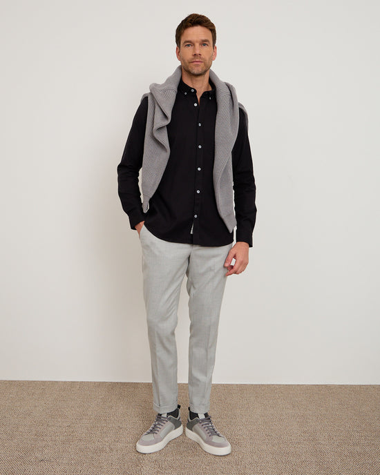 Grey Knitted Wool Zipneck Sweater