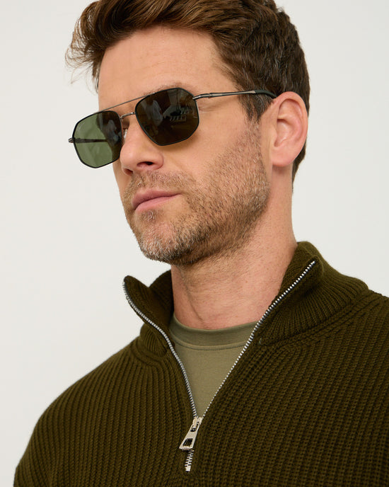 Olive Knitted Wool Zipneck Sweater